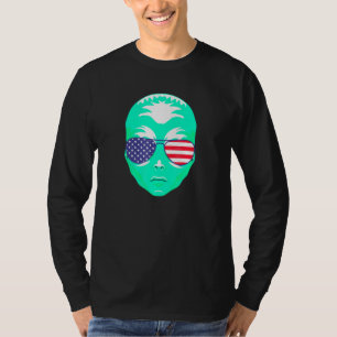 Camiseta Alienígena legal Vestindo bandeira dos EUA Óculos