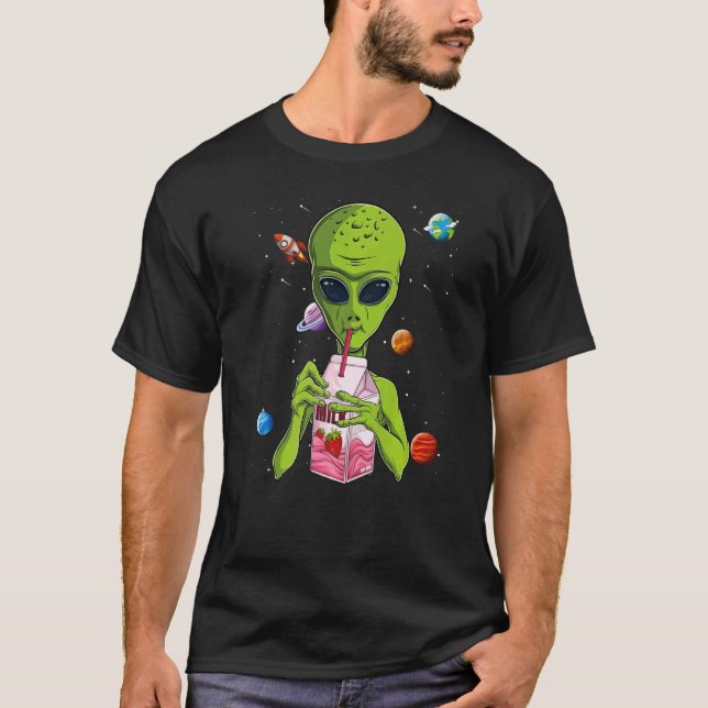 Camiseta Alienígena Leite De Morango Ufo Extraterrestria (Frente)