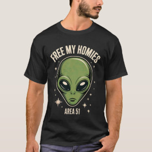 Camiseta Alienígena Liberta a Área 51 dos Meus Amigos Humor