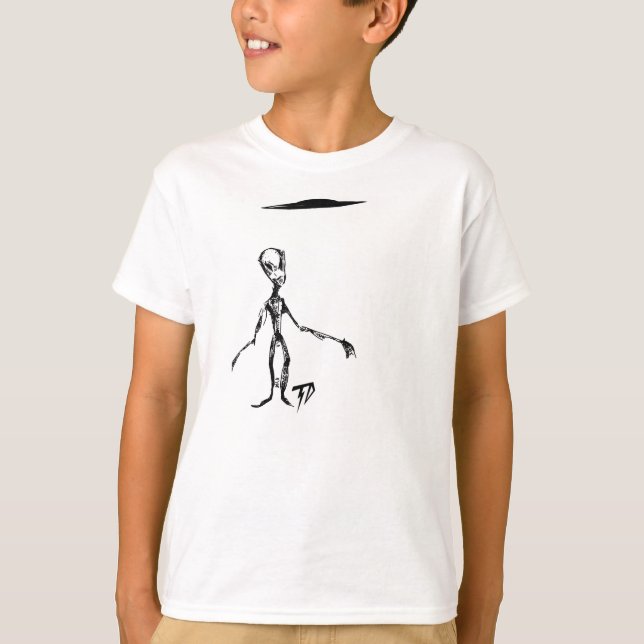 Camiseta Alienígena lunática com o UFO dos pires de vôo (Frente)