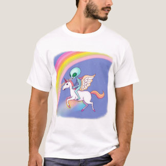Camiseta Alienígena montando um Pégaso