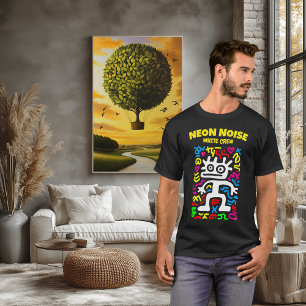 Camiseta Alienígena Neon Branco – Criatura Funky de Arte Po