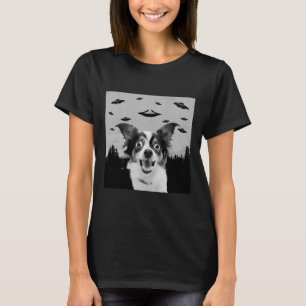 Camiseta Alienígena OVNI Engraçado Papillon Cachorro Mão Ho