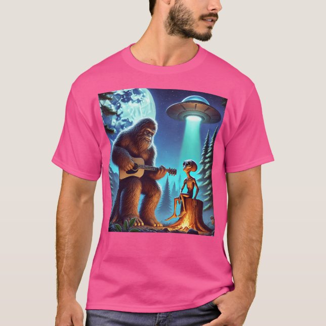 Camiseta Alienígena Pão-Grande Guitarra Sasquatch Ufo Dons  (Frente)