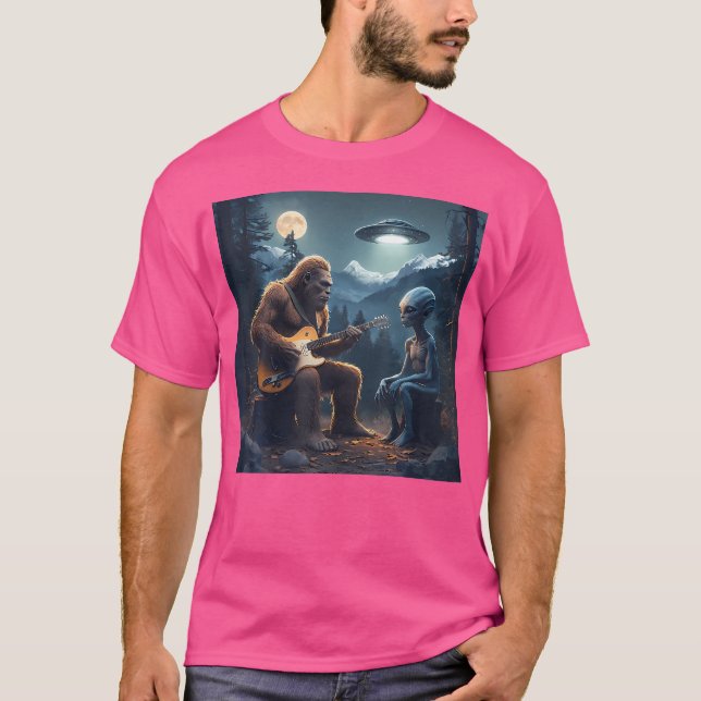Camiseta Alienígena Pão-Grande Guitarra Sasquatch Ufo Dons  (Frente)