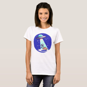 Camiseta Alienígena Pizza Abdução - Engraçado Pixel Art UFO