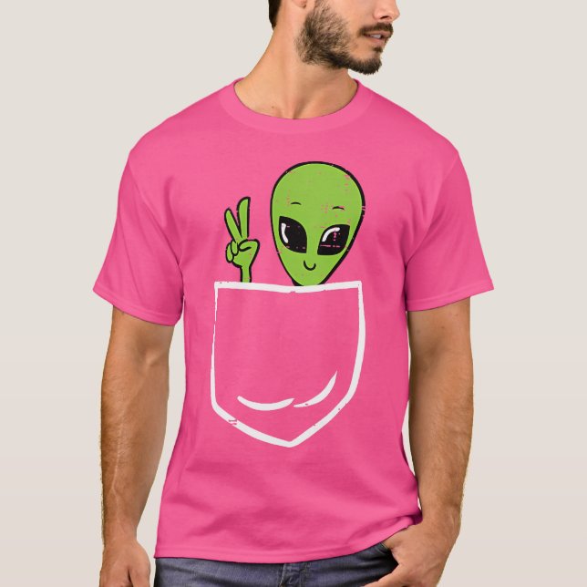 Camiseta Alienígena Pocket De Paz Para Homens Extraterrestr (Frente)