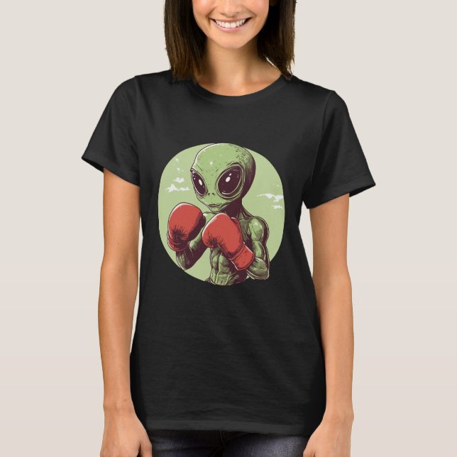 Camiseta Alienígena Pronta Para Lutar Em Luvas (Frente)