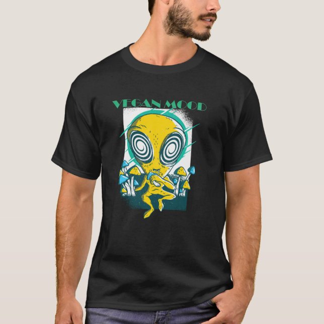 Camiseta Alienígena Psicodélica do Vegan Mood (Frente)