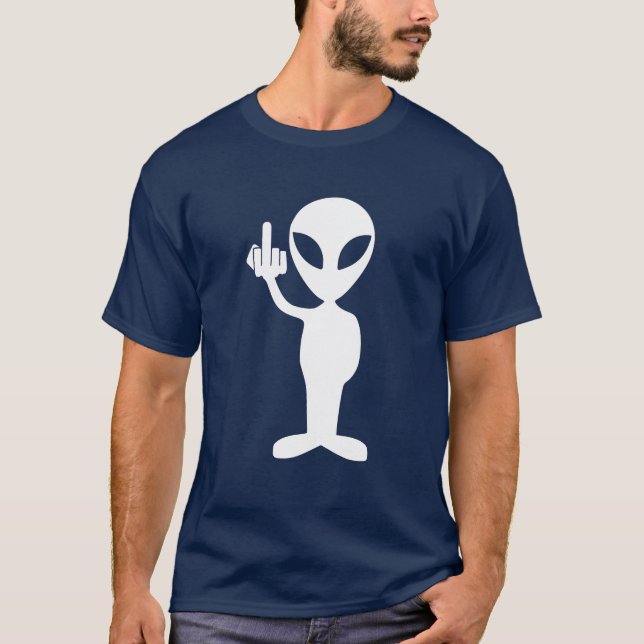 Camiseta Alienígena que mostra o dedo médio (Frente)