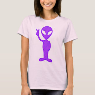 Camiseta Alienígena roxa da paz