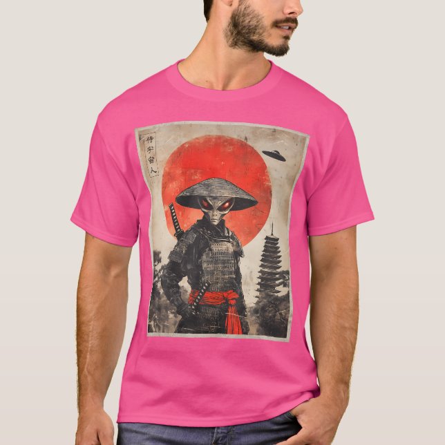 Camiseta Alienígena Samurai Ufo Japonês Vintage Graphic Uki (Frente)