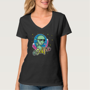 Camiseta Alienígena Selfie Retro 90s Estilo Ufo Alienígena