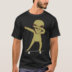 Camiseta Alienígena Skatista Dabbing Skateboard Dab