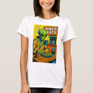 Camiseta Alienígena tem café da manhã - Pop clássico de art