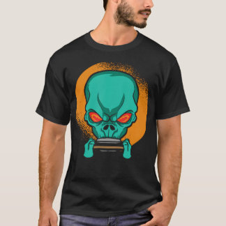 Camiseta Alienígena Tocando a Harmônica - Músico de Harmôni