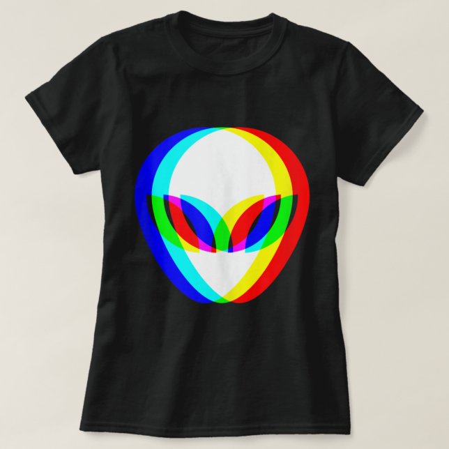 Camiseta Alienígena Trippy Vaporwave Techno Rave EDM (Frente do Design)