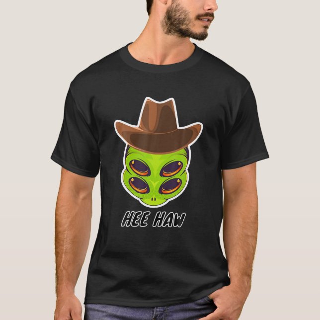 Camiseta Alienígena Vaqueiro Dia de as Bruxas engraçado do  (Frente)
