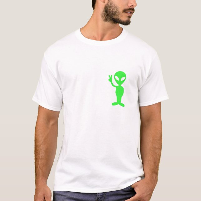 Camiseta alienígena verde da paz (Frente)