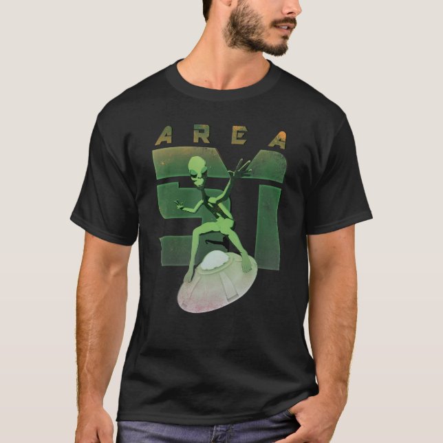 Camiseta Alienígena Verde Ufo Área 51 Saída Gráfica Do Sauc (Frente)