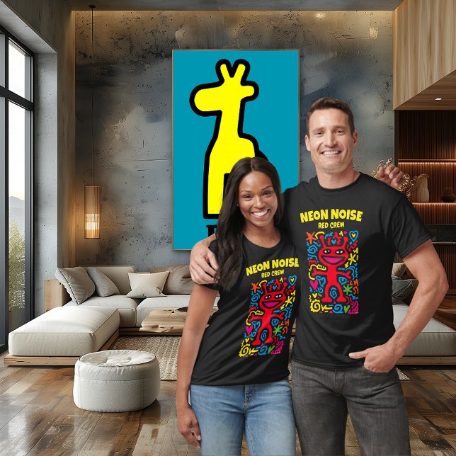 Camiseta Alienígena Vermelha Neon - Caráter sorridente de P (Criador carregado)