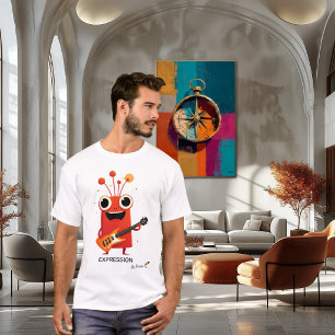 Camiseta Alienígena Vermelho com Guitarra EXPRESSÃO - Por