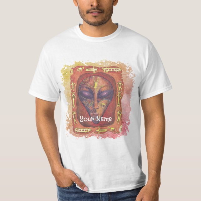 Camiseta Alienígena Vermelho Rúnico (Frente)