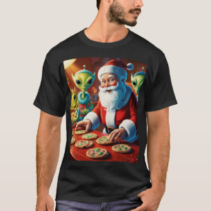 Camiseta alienígenas ajudando o Papai Noel