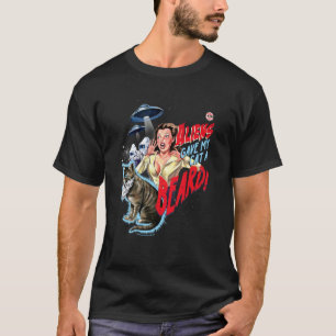 Camiseta Alienígenas Gato Barba OVNI Retro Vintage Engraçad