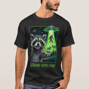Camiseta Alienígenas são reais guaxinim selfie ufo pé grand