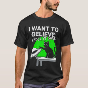 Camiseta Alienígenas são Reais Meme de Gato Engraçado UFO D