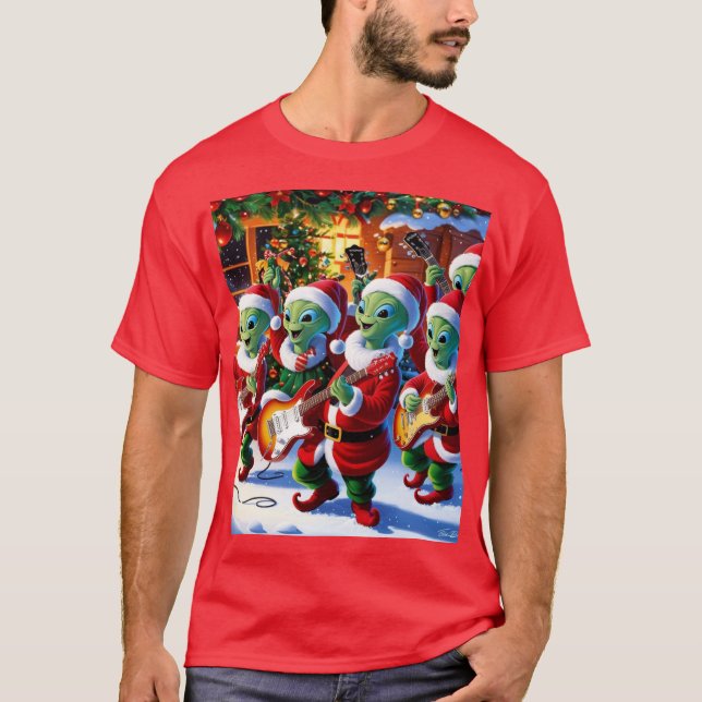 Camiseta Alienígenas tocam para o natal (Frente)