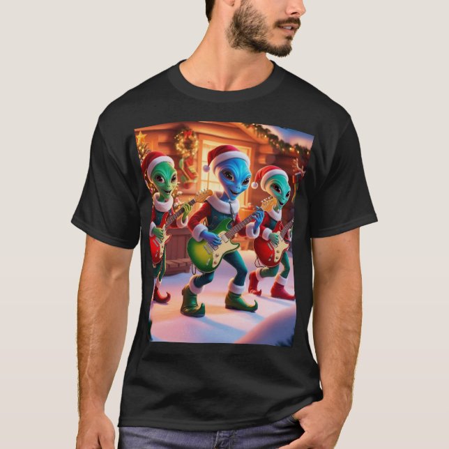 Camiseta Alienígenas tocam para o natal (Frente)