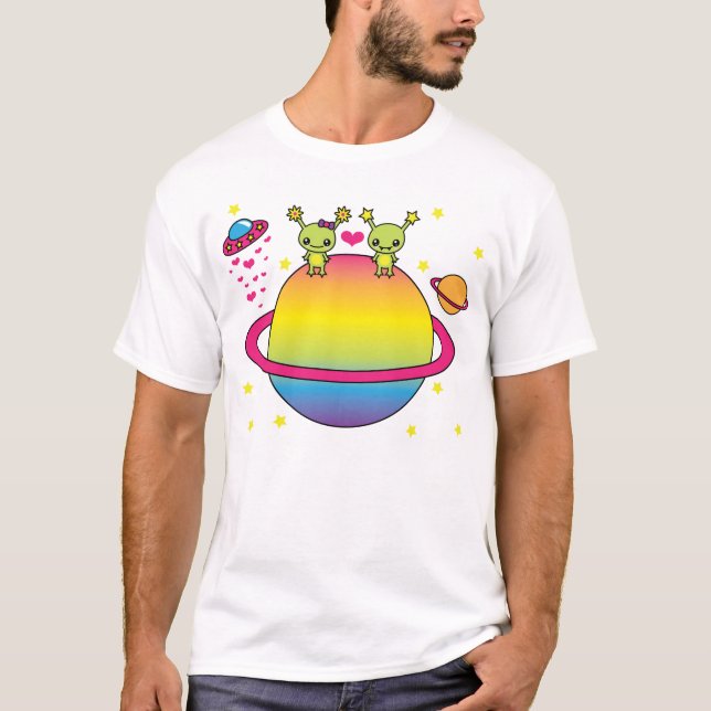 Camiseta Aliens bonitos de Kawaii (Frente)