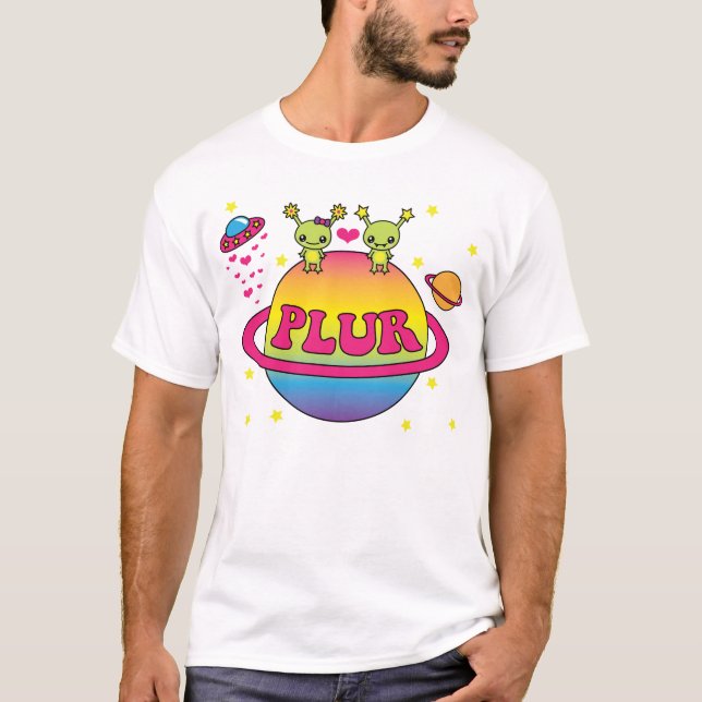 Camiseta Aliens bonitos Plur de Kawaii (Frente)