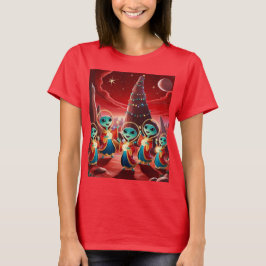 Camiseta Aliens cantando caróis de natal