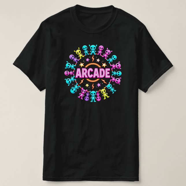 CAMISETA ALIENS DE ARCADE (Frente do Design)