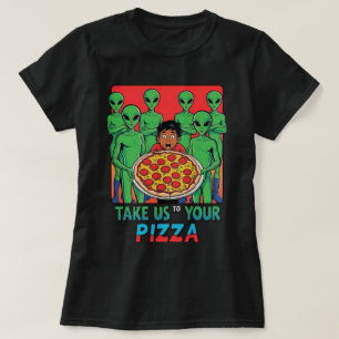 Camiseta Aliens de pizza mulheres