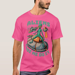 Camiseta Aliens Me Fizeram Fazer Isso Molho Voador Verde Uf