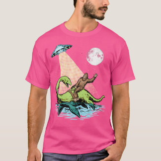 Camiseta Aliens Nessie Ufo De Pé Grande À Noite Engraçado R