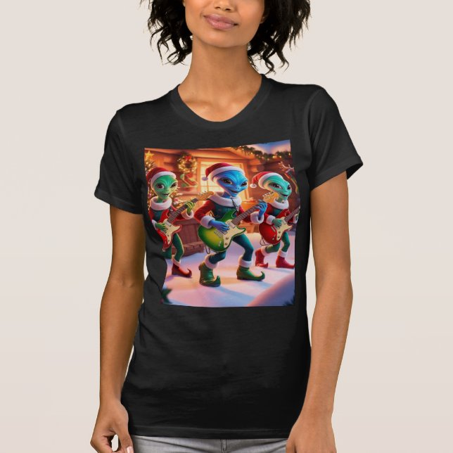 Camiseta Aliens rock para o natal (Frente)