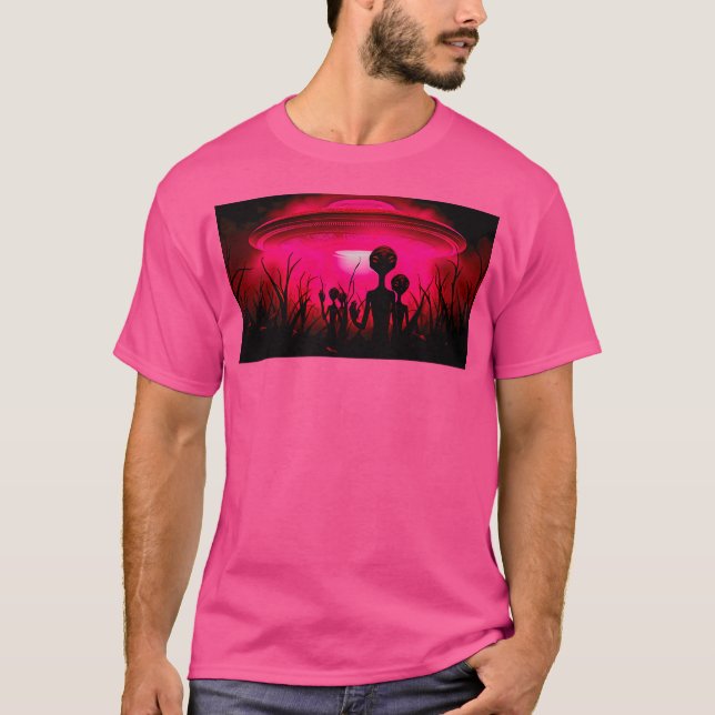 Camiseta Aliens Vermelhos - Iluminação Oculta Por Nova Jers (Frente)