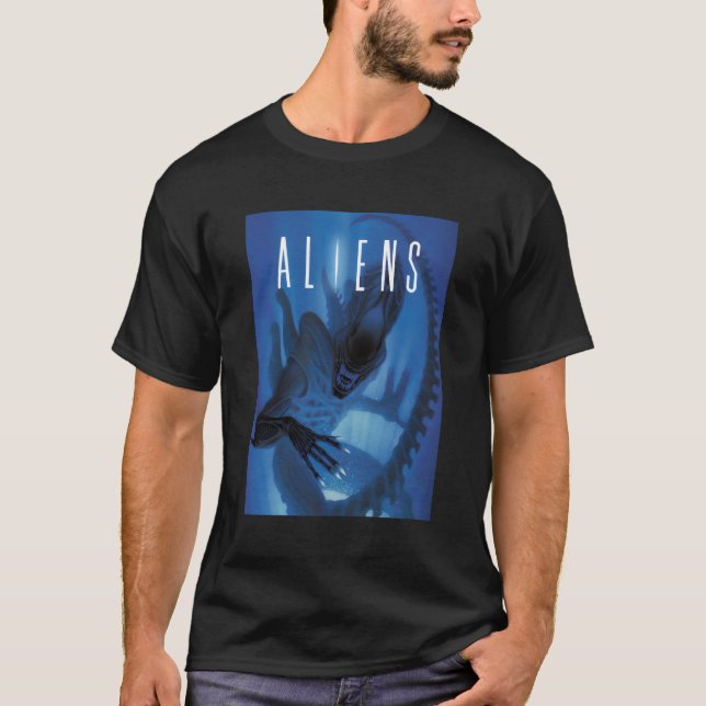 Camiseta Aliens Xenomorph Blue Light (Frente)