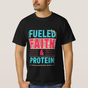 Camiseta Alimentada pela Fé e Proteínas Mulheres