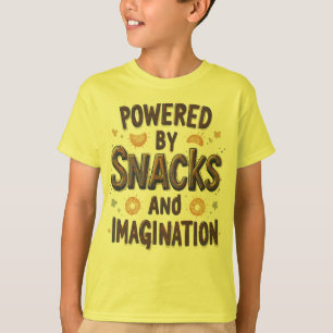 Camiseta Alimentado pela Imaginação e Snacks Citação de Com
