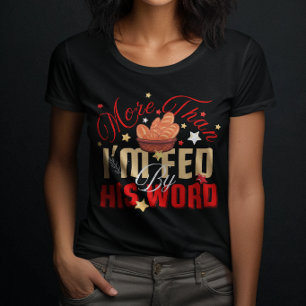 Camiseta Alimentado pela Palavra de Deus - Oração Fé Cristã