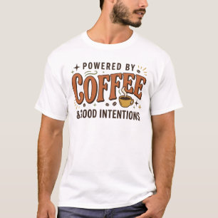 Camiseta Alimentado Pelo Café Tipografia Retro Anos 70