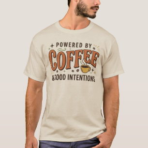 Camiseta Alimentado Pelo Café Tipografia Retro Anos 70