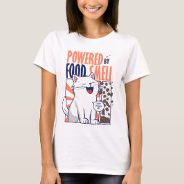 Camiseta Alimentado pelo Cheiro da Comida | Design de Gato 