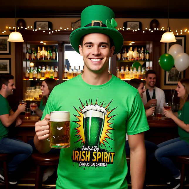Camiseta Alimentado pelo Espírito Irlandês (Fueled by Irish Spirit T-Shirt, print front and back)